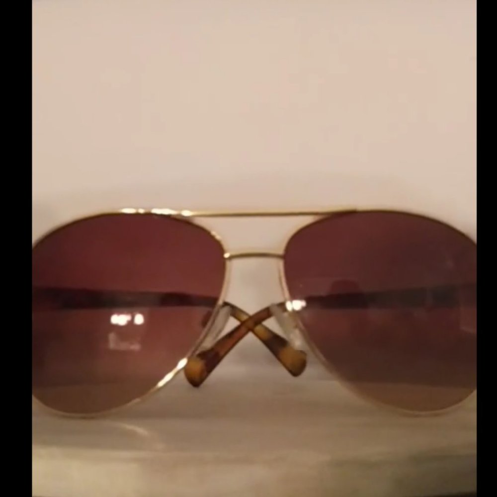 New York and Company brown tint tortoise aviators goldtone